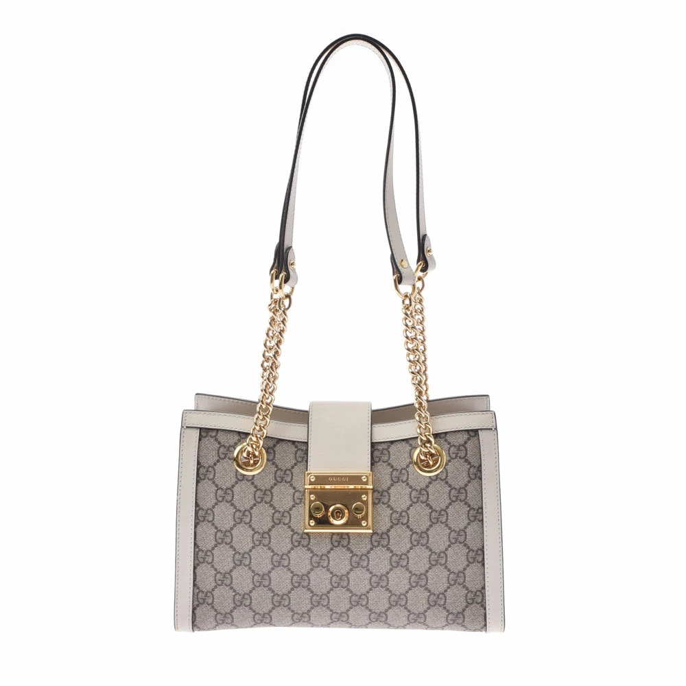 GUCCI Padlock Beige Ivory White Calfskin Shoulder Bag